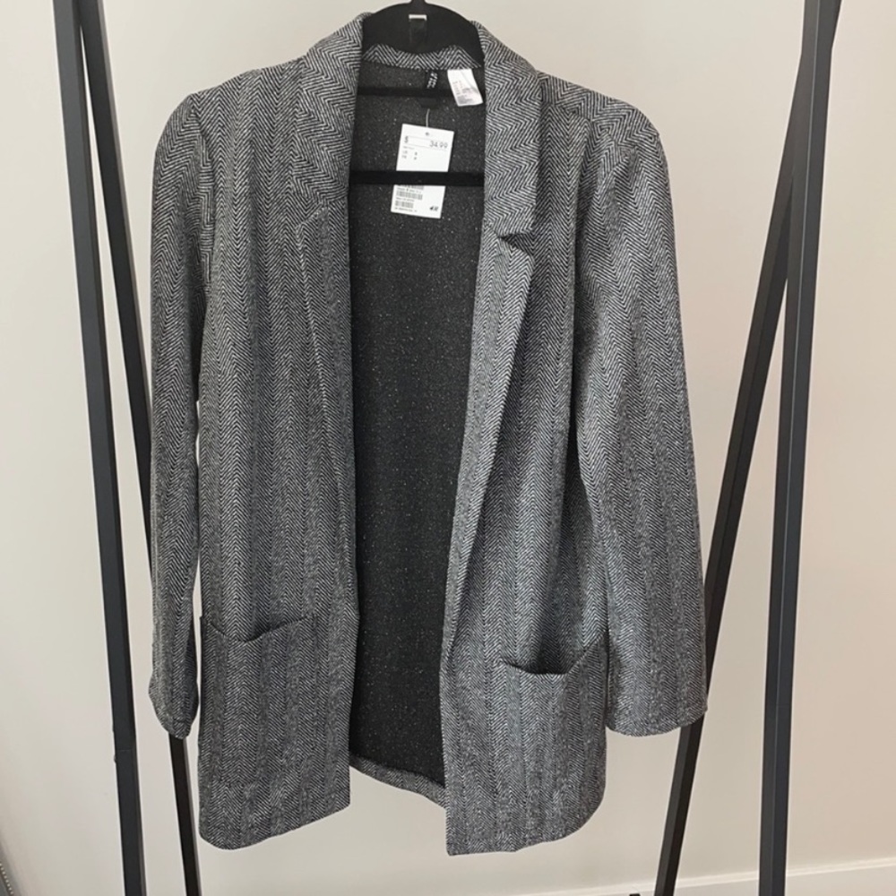 Black and white blazer cardigan